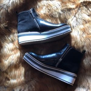 Black platform booties